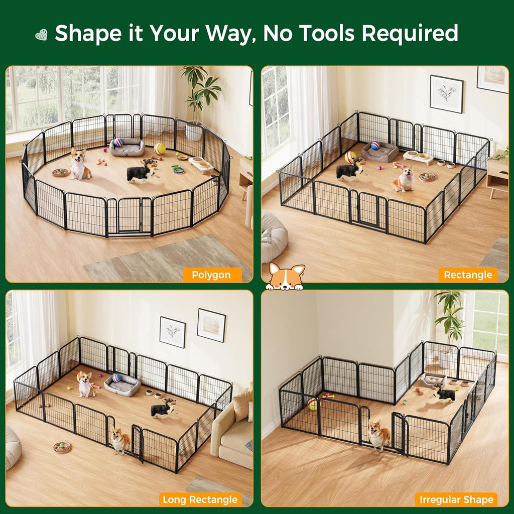 Outdoor Dog Playpen - 24 Inch Heavy-Duty 16-Panel Metal Exercise Pen for Indoor and Outdoor Use, Ideal for RV Camping, Yard, and Garden