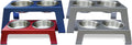 Premium Anodized Aluminum Elevated Dog and Cat Bowls - 4" Short Feeder with Food Grade Stainless Steel Bowls in Metallic Gray