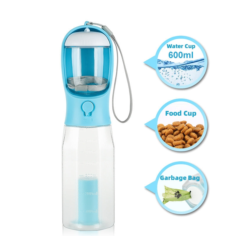 Multifunctional 3-in-1 Portable Pet Water Bottle and Food Feeder with Leak-Proof Design for Dogs and Cats