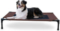 Elevated Outdoor Dog Cot - Breathable Cooling Hammock Bed for Large Dogs, Washable Mesh Cover, Collapsible Portable Design, 42 x 30 inches, Chocolate