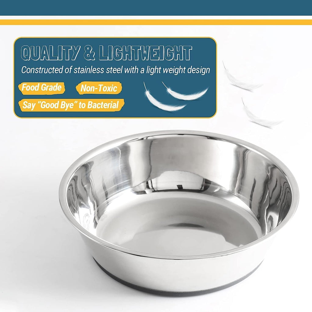 Premium Lightweight Stainless Steel Cat Bowls - 3 Cup Capacity, Set of 2