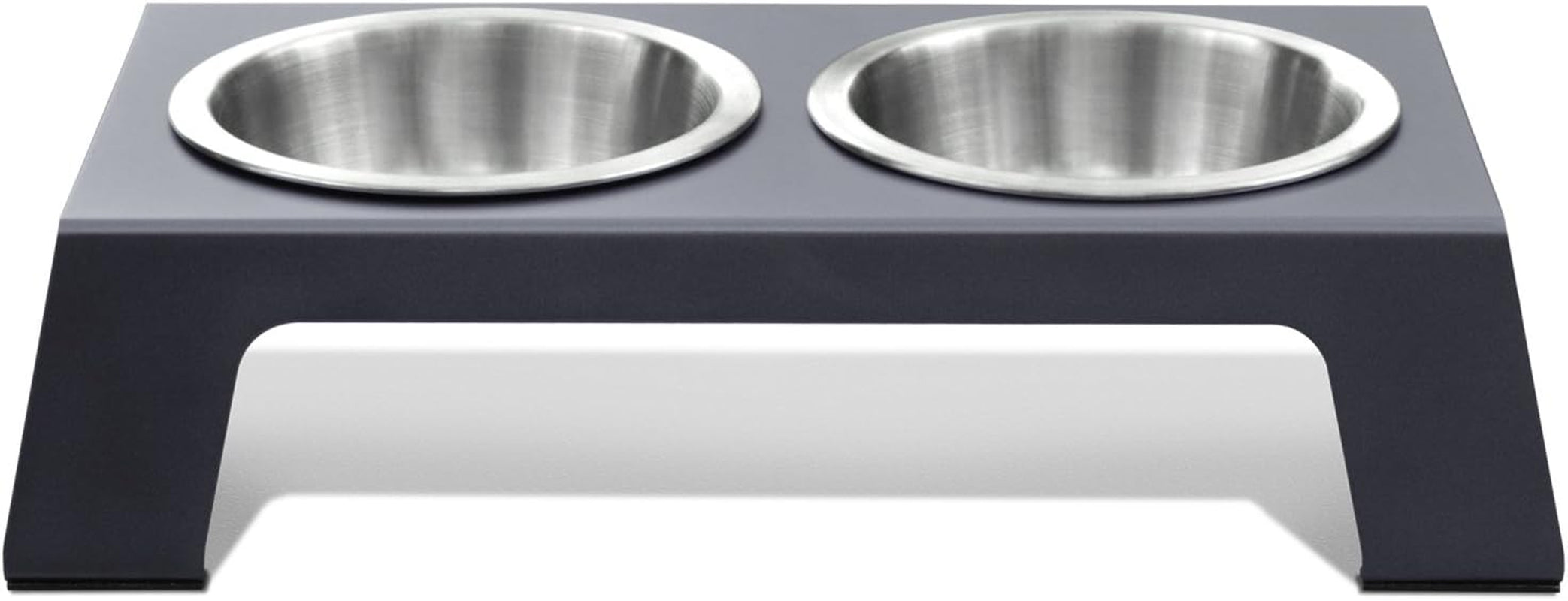 Premium Anodized Aluminum Elevated Dog and Cat Bowls - 4" Short Feeder with Food Grade Stainless Steel Bowls in Metallic Gray