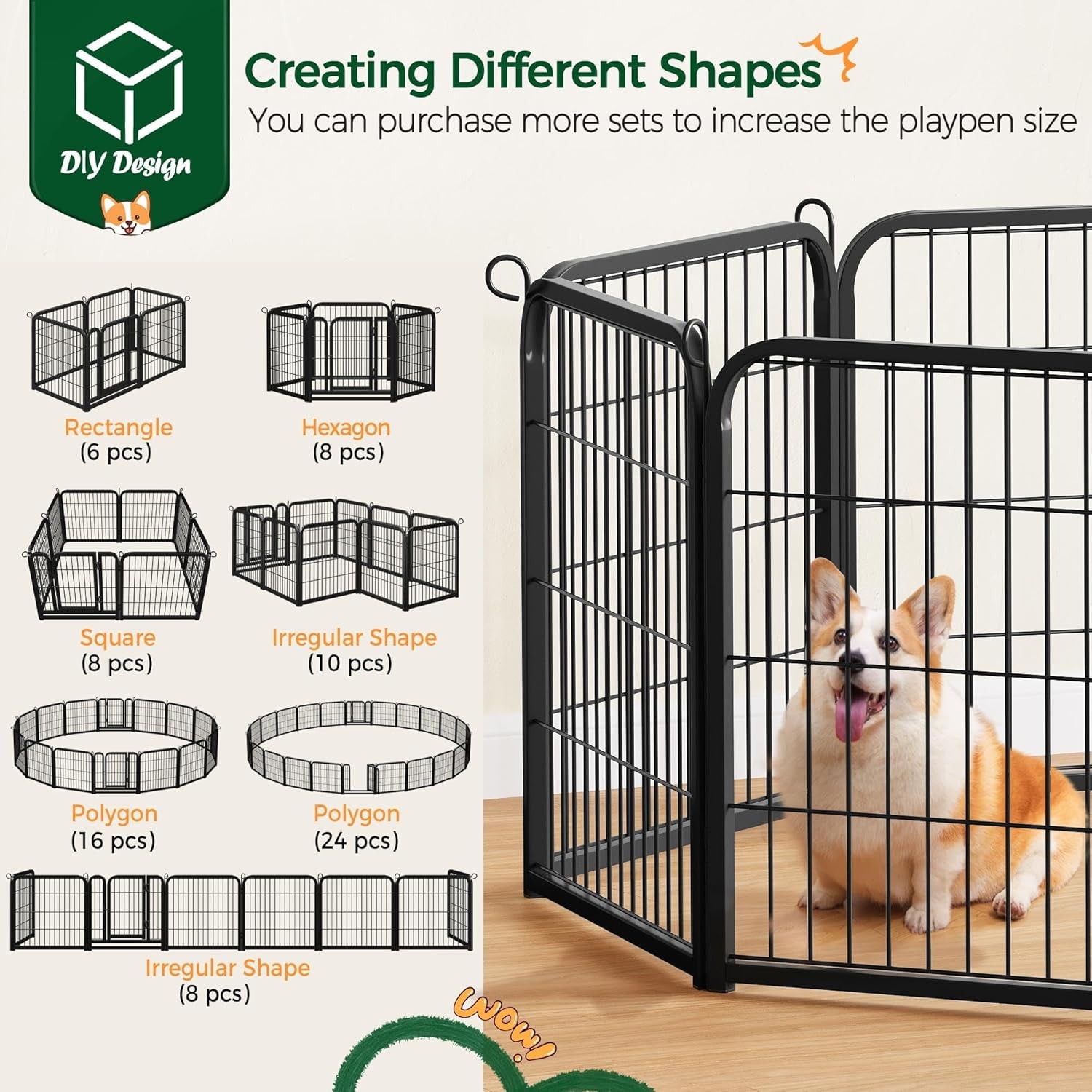Outdoor Dog Playpen - 24 Inch Heavy-Duty 16-Panel Metal Exercise Pen for Indoor and Outdoor Use, Ideal for RV Camping, Yard, and Garden
