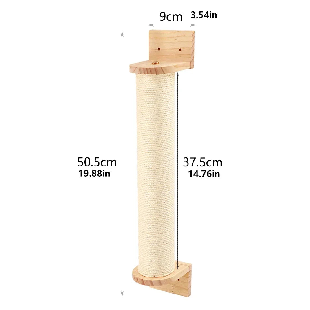 Cat Wall Climbing Shelf with Ladder, Scratching Post, and Hiding House - Pet Furniture Accessory for Cats