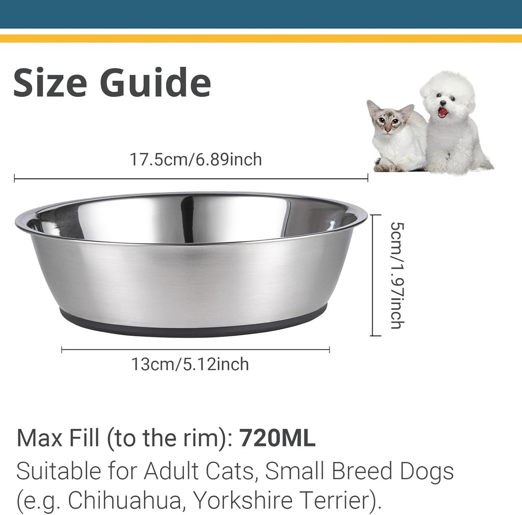 Premium Lightweight Stainless Steel Cat Bowls - 3 Cup Capacity, Set of 2