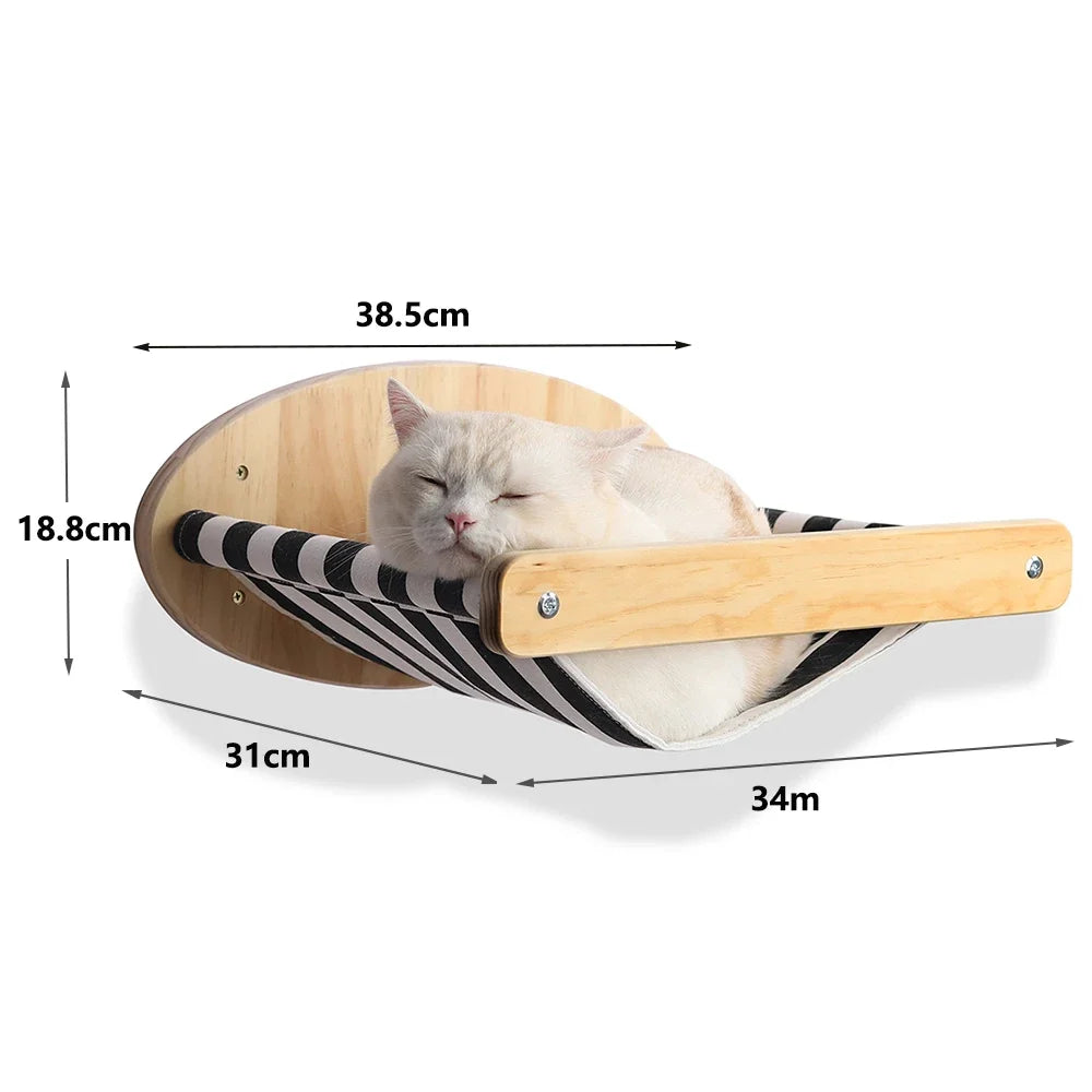 Cat Wall Climbing Shelf with Ladder, Scratching Post, and Hiding House - Pet Furniture Accessory for Cats