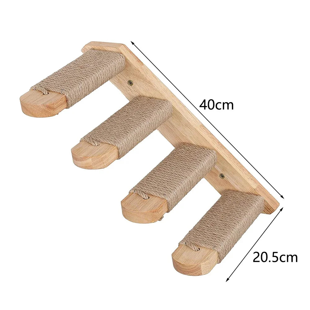 Cat Wall Climbing Shelf with Ladder, Scratching Post, and Hiding House - Pet Furniture Accessory for Cats