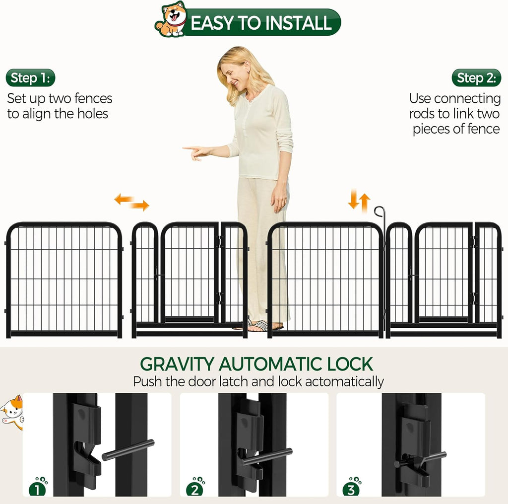 Outdoor Dog Playpen - 24 Inch Heavy-Duty 16-Panel Metal Exercise Pen for Indoor and Outdoor Use, Ideal for RV Camping, Yard, and Garden