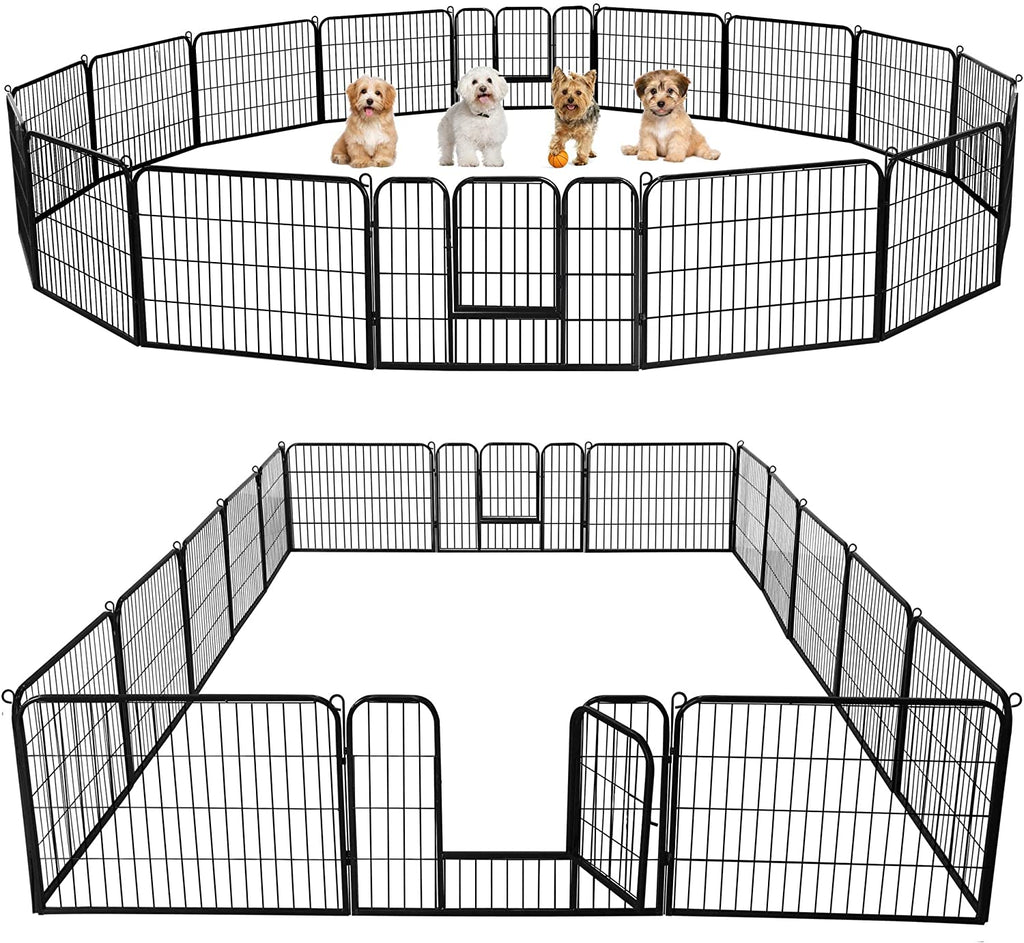 Outdoor Dog Playpen - 24 Inch Heavy-Duty 16-Panel Metal Exercise Pen for Indoor and Outdoor Use, Ideal for RV Camping, Yard, and Garden
