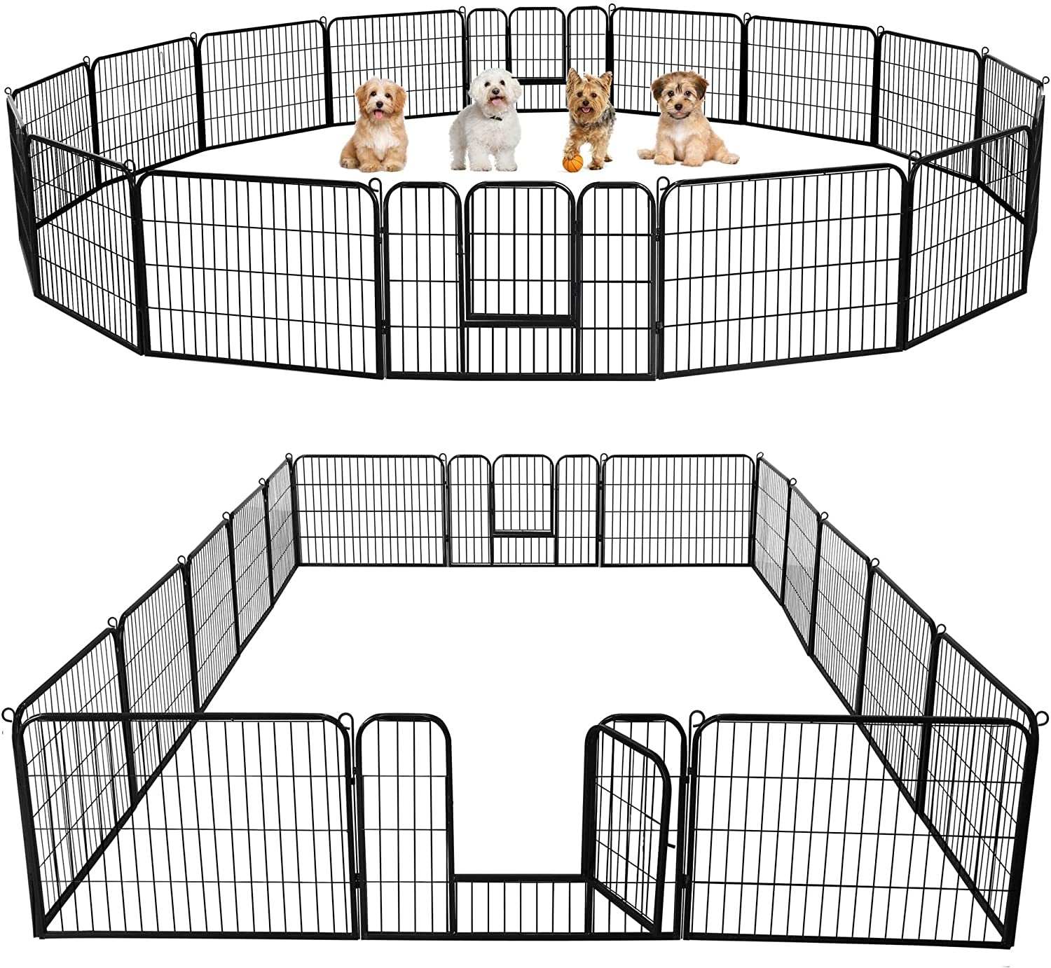 Outdoor Dog Playpen - 24 Inch Heavy-Duty 16-Panel Metal Exercise Pen for Indoor and Outdoor Use, Ideal for RV Camping, Yard, and Garden